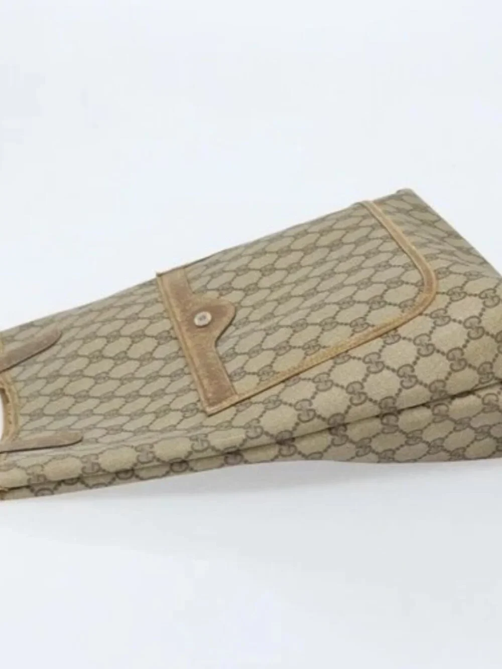 GUCCI GG Supreme Web Sherry Line Tote Bag PVC Beige 39 02 003 Auth BAZ015
